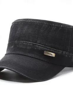 Outlet OUKU Men's Unisex Flat Cap Baseball Cap Military Cap Cadet Hat Black Navy Blue Polyester Vintage Fashion Casual Street Daily Plain Adjustable Breathable