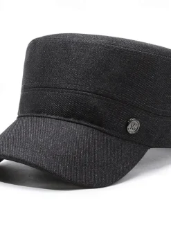 OUKU Men's Unisex Flat Cap Baseball Cap Military Cap Cadet Hat Black Navy Blue Polyester Vintage Fashion Casual Street Daily Plain Adjustable Breathable