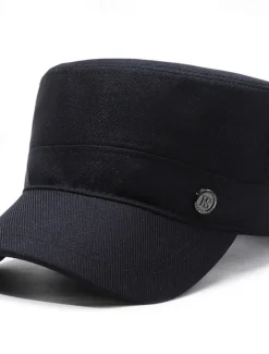 OUKU Men's Unisex Flat Cap Baseball Cap Military Cap Cadet Hat Black Navy Blue Polyester Vintage Fashion Casual Street Daily Plain Adjustable Breathable