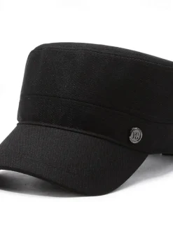 OUKU Men's Unisex Flat Cap Baseball Cap Military Cap Cadet Hat Black Navy Blue Polyester Vintage Fashion Casual Street Daily Plain Adjustable Breathable