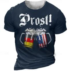 Best OUKU Men's Unisex Graphic Letter Beer T Shirt Short Sleeve T shirt 3D Print Crew Neck Shirt Vintage Sports Designer Outdoor Street Daily Black Army Green Navy Blue Summer Clothing Apparel S M L XL XXL 3XL