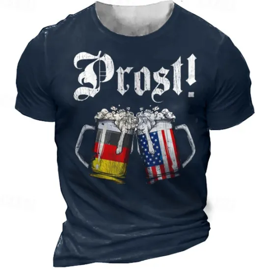 Best OUKU Men's Unisex Graphic Letter Beer T Shirt Short Sleeve T shirt 3D Print Crew Neck Shirt Vintage Sports Designer Outdoor Street Daily Black Army Green Navy Blue Summer Clothing Apparel S M L XL XXL 3XL