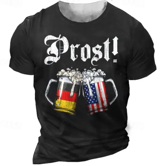 Best OUKU Men's Unisex Graphic Letter Beer T Shirt Short Sleeve T shirt 3D Print Crew Neck Shirt Vintage Sports Designer Outdoor Street Daily Black Army Green Navy Blue Summer Clothing Apparel S M L XL XXL 3XL