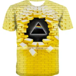 New OUKU Men's Unisex Graphic Optical Illusion T Shirt Tee Short Sleeve T shirt 3D Print Crew Neck Round Neck Shirt Vintage Streetwear Exaggerated Casual Daily White Light Green Pink Summer Clothing Apparel