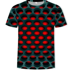 New OUKU Men's Unisex Graphic Optical Illusion T Shirt Tee Short Sleeve T shirt 3D Print Crew Neck Round Neck Shirt Vintage Streetwear Exaggerated Casual Daily White Light Green Pink Summer Clothing Apparel