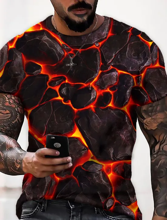 Best OUKU Men's Unisex Graphic Prints Crack Shirt T Shirt Tee Short Sleeve T shirt 3D Print Crew Neck Shirt Designer Casual Big and Tall Daily Holiday Black Yellow Purple Summer Clothing Apparel S M L XL XXL