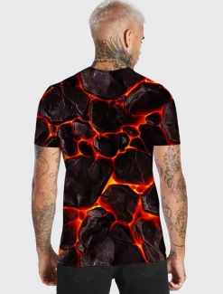 Best OUKU Men's Unisex Graphic Prints Crack Shirt T Shirt Tee Short Sleeve T shirt 3D Print Crew Neck Shirt Designer Casual Big and Tall Daily Holiday Black Yellow Purple Summer Clothing Apparel S M L XL XXL