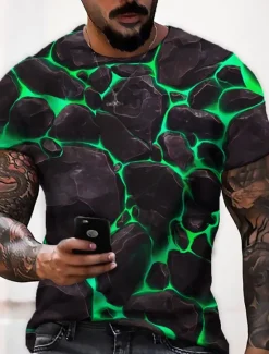 Best OUKU Men's Unisex Graphic Prints Crack Shirt T Shirt Tee Short Sleeve T shirt 3D Print Crew Neck Shirt Designer Casual Big and Tall Daily Holiday Black Yellow Purple Summer Clothing Apparel S M L XL XXL