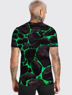 Best OUKU Men's Unisex Graphic Prints Crack Shirt T Shirt Tee Short Sleeve T shirt 3D Print Crew Neck Shirt Designer Casual Big and Tall Daily Holiday Black Yellow Purple Summer Clothing Apparel S M L XL XXL