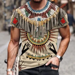 Discount OUKU Men's Unisex Graphic Prints T Shirt Short Sleeve T shirt 3D Print Crew Neck Shirt Sports Ethnic Style Classic Outdoor Street Daily Yellow Red Navy Blue Summer Clothing Apparel S M L XL XXL 3XL 4XL