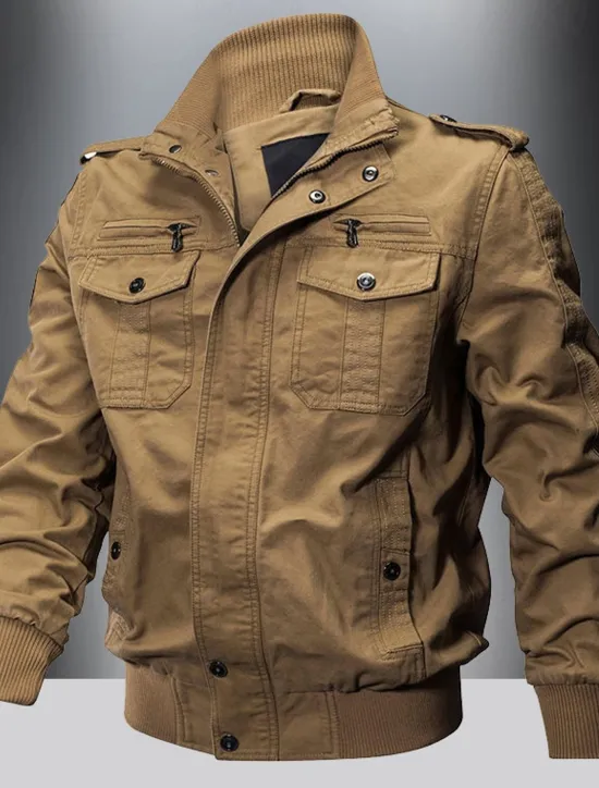 Discount OUKU Men's Utility Jacket Transition Jacket Going out Pocket All Seasons Plain Classic Lapel Regular Black Khaki Army Green Jacket