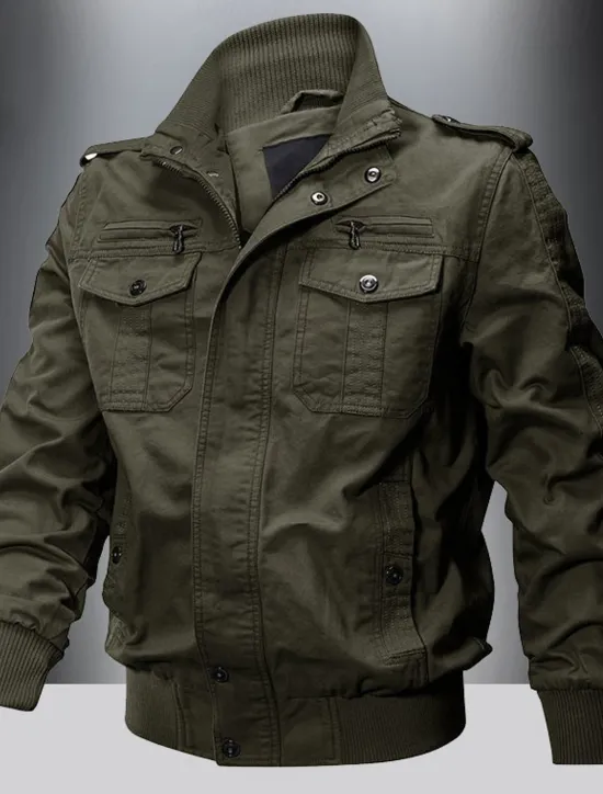 Discount OUKU Men's Utility Jacket Transition Jacket Going out Pocket All Seasons Plain Classic Lapel Regular Black Khaki Army Green Jacket