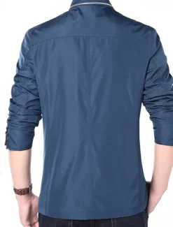 Discount OUKU Men's Utility Jacket Transition Jacket Daily Windbreaker Pocket All Seasons Plain Classic Stand Collar Regular Royal Blue Khaki Jacket