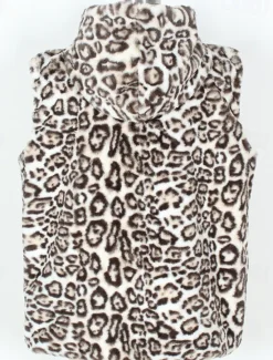 Discount OUKU Men's Vest Faux Fur Gilet Daily Date Vacation Fashion Casual Fall & Winter Keep Warm Polyester Comfortable Leopard Print Cardigan Stand Collar Regular Fit White Yellow Brown Vest