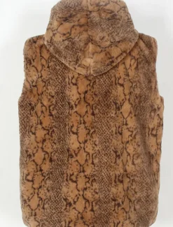 Discount OUKU Men's Vest Faux Fur Gilet Daily Date Vacation Fashion Casual Fall & Winter Keep Warm Polyester Comfortable Leopard Print Cardigan Stand Collar Regular Fit White Yellow Brown Vest