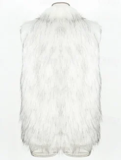 Discount OUKU Men's Vest Faux Fur Gilet Daily Date Vacation Fashion Casual Fall & Winter Keep Warm Polyester Comfortable Plain Cardigan Stand Collar Regular Fit Black White Yellow Vest