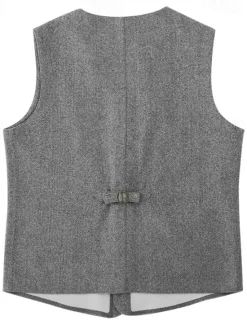 Hot OUKU Men's Vest Gilet Daily Date Vacation Fashion Business Spring & Fall Button Pocket Polyester Comfortable Plaid Single Breasted One-button V Neck Regular Fit Black Gray Vest