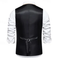 Discount OUKU Men's Vest Gilet Daily Wear Vacation Going out Vintage Fashion Spring & Fall Button Polyester Comfortable Plain Single Breasted V Neck Regular Fit Black Burgundy Dark Navy Sky Blue Vest