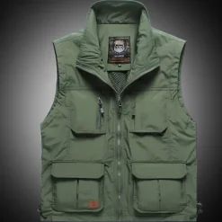 Outlet OUKU Men's Vest Gilet Fishing Vest Hiking Vest Sleeveless Vest Gilet Jacket Fishing Daily Wear Festival Business Basic Summer Multi Pocket Nylon Breathable Soft Comfortable Solid Colored Zipper Turndown