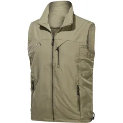 Sale OUKU Men's Vest Gilet Fishing Vest Hiking Vest Sleeveless Vest Gilet Jacket Outdoor Holiday Streetwear Chic & Modern Summer Spring Pocket Quick Dry Polyester / Cotton Breathable Pure Color Zipper Stand