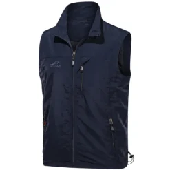 Sale OUKU Men's Vest Gilet Fishing Vest Hiking Vest Sleeveless Vest Gilet Jacket Outdoor Holiday Streetwear Chic & Modern Summer Spring Pocket Quick Dry Polyester / Cotton Breathable Pure Color Zipper Stand