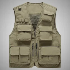 Outlet OUKU Men's Vest Gilet Fishing Vest Hiking Vest Sleeveless Vest Gilet Jacket Outdoor Street Holiday Daily Wear Streetwear Chic & Modern Summer Spring Pocket Polyester Breathable Quick Dry Pure Color Zipper