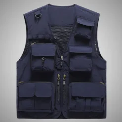 Outlet OUKU Men's Vest Gilet Fishing Vest Hiking Vest Sleeveless Vest Gilet Jacket Outdoor Street Holiday Daily Wear Streetwear Chic & Modern Summer Spring Pocket Polyester Breathable Quick Dry Pure Color Zipper