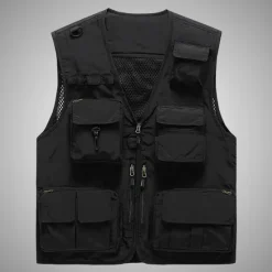 Outlet OUKU Men's Vest Gilet Fishing Vest Hiking Vest Sleeveless Vest Gilet Jacket Outdoor Street Holiday Daily Wear Streetwear Chic & Modern Summer Spring Pocket Polyester Breathable Quick Dry Pure Color Zipper