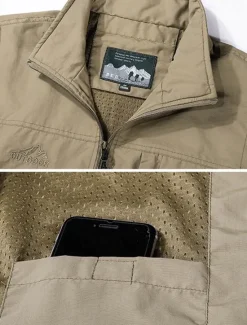 Best OUKU Men's Vest Gilet Fishing Vest Hiking Vest Daily Date Vacation Fashion Casual Spring & Fall Pocket Detachable Hood Polyester Comfortable Plain Zipper Hooded Regular Fit Black Khaki Army Green Dark