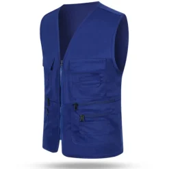 OUKU Men's Vest Gilet Fishing Vest Hiking Vest Sleeveless Vest Gilet Jacket Outdoor Holiday Streetwear Chic & Modern Summer Spring Pocket Quick Dry Polyester Breathable Pure Color Zipper V Neck Regular Fit