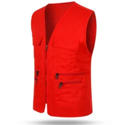 OUKU Men's Vest Gilet Fishing Vest Hiking Vest Sleeveless Vest Gilet Jacket Outdoor Holiday Streetwear Chic & Modern Summer Spring Pocket Quick Dry Polyester Breathable Pure Color Zipper V Neck Regular Fit