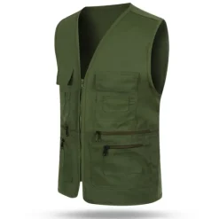 OUKU Men's Vest Gilet Fishing Vest Hiking Vest Sleeveless Vest Gilet Jacket Outdoor Holiday Streetwear Chic & Modern Summer Spring Pocket Quick Dry Polyester Breathable Pure Color Zipper V Neck Regular Fit