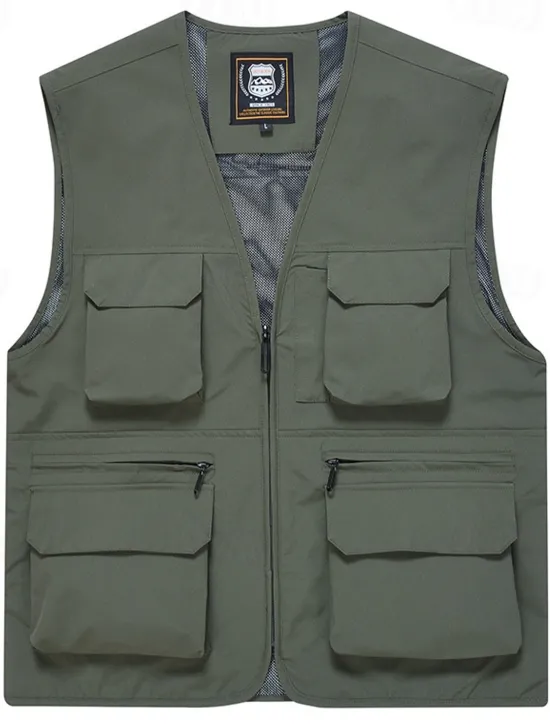 Clearance OUKU Men's Vest Gilet Fishing Vest Hiking Vest Daily Date Vacation Fashion Casual Spring & Fall Mesh Pocket Polyester Breathable Comfortable Plain Zipper V Neck Regular Fit Black Yellow Red Navy Blue Vest