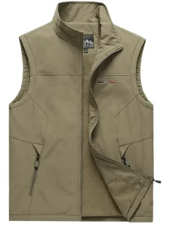 Best OUKU Men's Vest Gilet Fishing Vest Hiking Vest Sleeveless Vest Gilet Jacket Outdoor Street Daily Going out Streetwear Sporty Fall Winter Pocket Full Zip Polyester Windproof Warm Breathable Solid Color