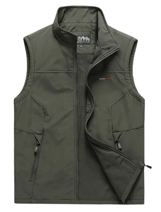 Best OUKU Men's Vest Gilet Fishing Vest Hiking Vest Sleeveless Vest Gilet Jacket Outdoor Street Daily Going out Streetwear Sporty Fall Winter Pocket Full Zip Polyester Windproof Warm Breathable Solid Color