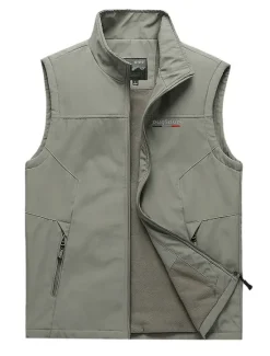 Best OUKU Men's Vest Gilet Fishing Vest Hiking Vest Sleeveless Vest Gilet Jacket Outdoor Street Daily Going out Streetwear Sporty Fall Winter Pocket Full Zip Polyester Windproof Warm Breathable Solid Color