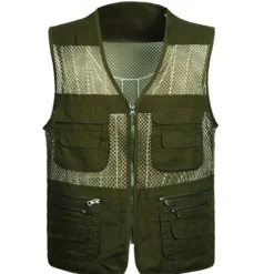 Online OUKU Men's Vest Gilet Fishing Vest Hiking Vest Sleeveless Vest Gilet Jacket Outdoor Holiday Streetwear Chic & Modern Summer Spring Pocket Quick Dry Polyester Breathable Color Block Zipper V Neck Regular