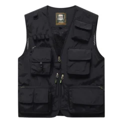 Sale OUKU Men's Vest Gilet Fishing Vest Hiking Vest Sleeveless Vest Gilet Jacket Outdoor Street Holiday Daily Wear Streetwear Chic & Modern Summer Spring Pocket Polyester Breathable Quick Dry Pure Color Zipper