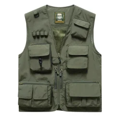 Sale OUKU Men's Vest Gilet Fishing Vest Hiking Vest Sleeveless Vest Gilet Jacket Outdoor Street Holiday Daily Wear Streetwear Chic & Modern Summer Spring Pocket Polyester Breathable Quick Dry Pure Color Zipper
