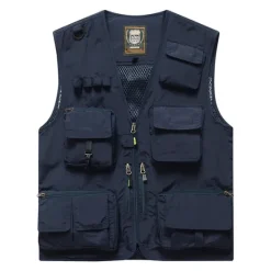 Sale OUKU Men's Vest Gilet Fishing Vest Hiking Vest Sleeveless Vest Gilet Jacket Outdoor Street Holiday Daily Wear Streetwear Chic & Modern Summer Spring Pocket Polyester Breathable Quick Dry Pure Color Zipper