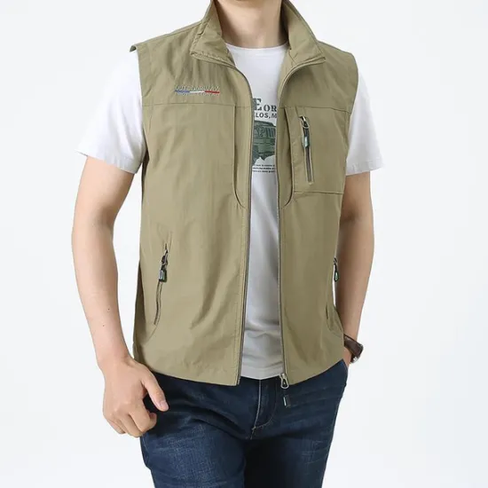 New OUKU Men's Vest Gilet Fishing Vest Hiking Vest Sleeveless Vest Gilet Jacket Outdoor Street Holiday Daily Wear Streetwear Chic & Modern Spring Fall Pocket Polyester Warm Quick Dry Pure Color Zipper Turndown