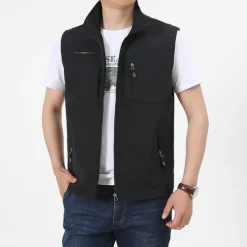 New OUKU Men's Vest Gilet Fishing Vest Hiking Vest Sleeveless Vest Gilet Jacket Outdoor Street Holiday Daily Wear Streetwear Chic & Modern Spring Fall Pocket Polyester Warm Quick Dry Pure Color Zipper Turndown