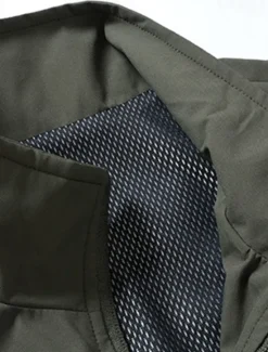 Clearance OUKU Men's Vest Gilet Fishing Vest Hiking Vest Daily Date Vacation Fashion Casual Spring & Summer Pocket Polyester Breathability Plain Zipper Stand Collar Regular Fit Black Khaki Army Green Dark Blue Vest
