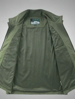 Online OUKU Men's Vest Gilet Fishing Vest Hiking Vest Sleeveless Vest Gilet Jacket Outdoor Street Daily Going out Streetwear Casual Spring Fall Pocket Polyester Nylon Breathable Plain Zipper Stand Collar Loose