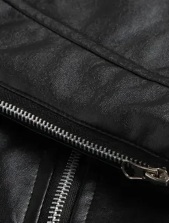 Hot OUKU Men's Vest Gilet Leather Vest Daily Date Vacation Fashion Casual Spring & Fall Pocket PU Leather Comfortable Plain Zipper Lapel Regular Fit Vest Black