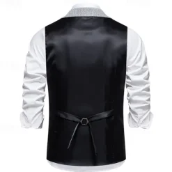 Hot OUKU Men's Vest Gilet Vacation Daily Date Fashion Casual Spring & Fall Buttons Pocket 75% Cotton Comfortable Plain Single Breasted One-button Lapel Regular Fit Burgundy Navy Blue Dark Green Khaki Vest