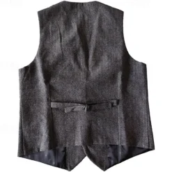 Clearance OUKU Men's Vest Gilet Wedding Event / Party Daily Fashion Business Spring & Summer Button Pocket Polyester Comfortable Solid Color Single Breasted One-button V Neck Regular Fit Silver Dark Brown Black