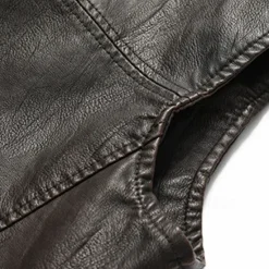 Online OUKU Men's Vest Gilet Wedding Event / Party Daily Fashion Business Fall & Winter Pocket Fleece PU Leather Thermal Warm Plain Zipper Stand Collar Regular Fit Vest Coffee
