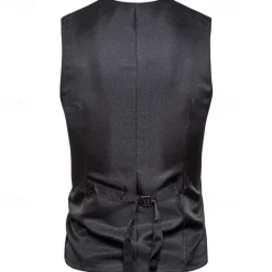 Sale OUKU Men's Vest Gilet Wedding Event / Party Daily Fashion Business Spring & Fall Patchwork Button 2 in 1 Polyester Comfortable Color Block Single Breasted One-button V Neck Regular Fit Black Navy Blue