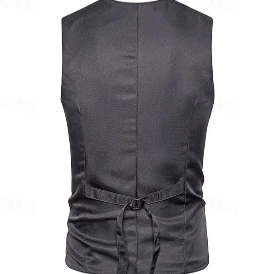 Sale OUKU Men's Vest Gilet Wedding Event / Party Daily Fashion Business Spring & Fall Patchwork Button 2 in 1 Polyester Comfortable Color Block Single Breasted One-button V Neck Regular Fit Black Navy Blue